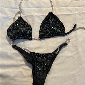 Glamorous Black Rhinestone Bikini Swimwear